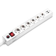 Удлинитель с сетевым фильтром 6х1.8м с заземл. 10А IP20 BU-SP1.8_USB_2A 2.2кВт 2хUSB CCA черн. BURO 992310